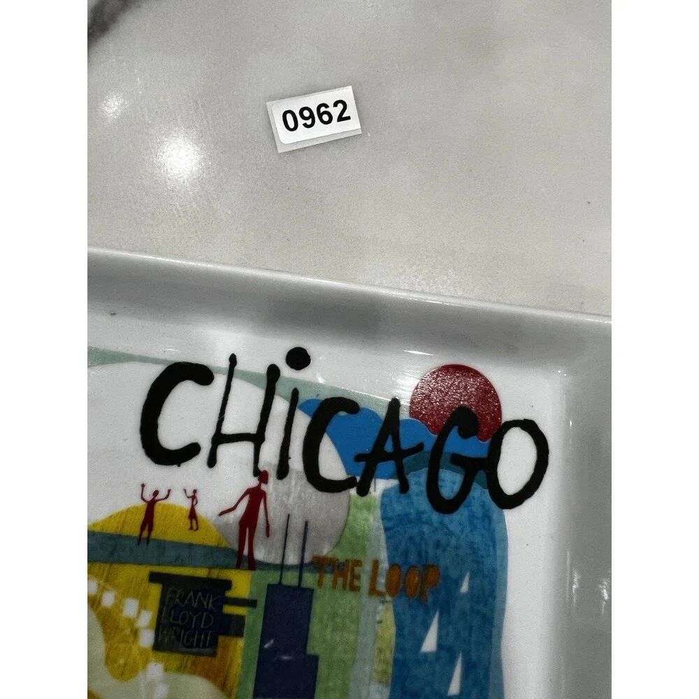 Crate & Barrel Road Trip Ceramic Appetizer Square Plate dish table decor chicago